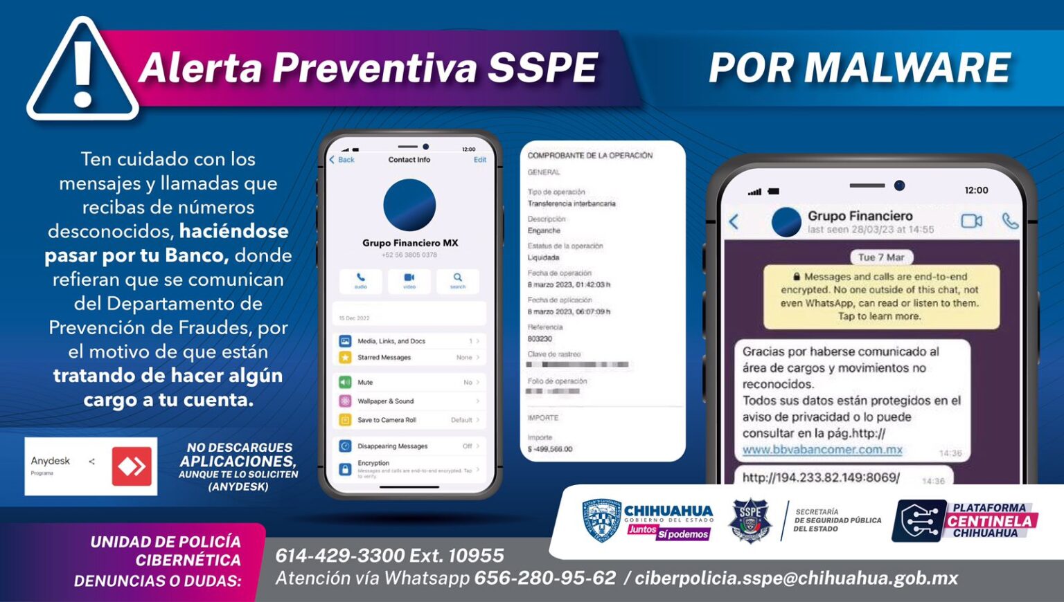 ALERTA POLICÍA CIBERNÉTICA DE LA SSPE POR ROBOS A TRAVÉS DE APLICACIONES MALICIOSAS