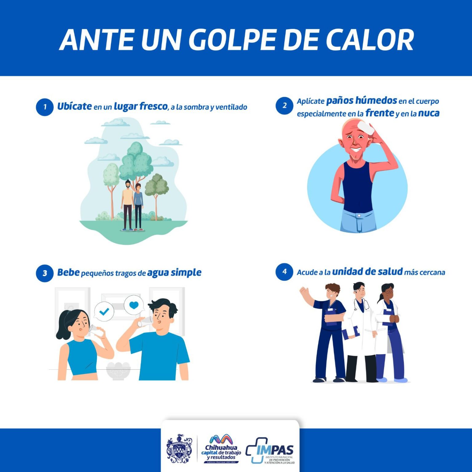 BRINDA IMPAS RECOMENDACIONES PARA ACTUAR ANTE UN GOLPE DE CALOR