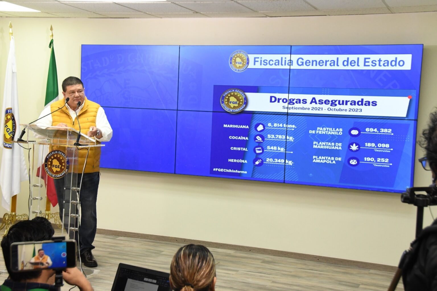 AUMENTÓ FISCALÍA 39 % ASEGURAMIENTO DE DROGAS Y 23 % DE ARMAS DE FUEGO EN 2023