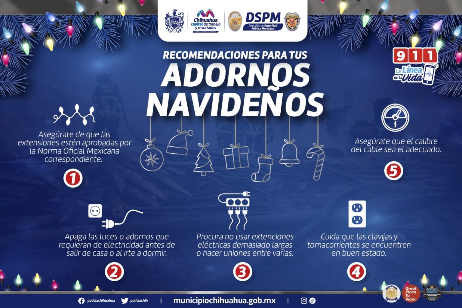 EMITE BOMBEROS RECOMENDACIONES AL INSTALAR ARBOLITOS O LUCES NAVIDEÑAS