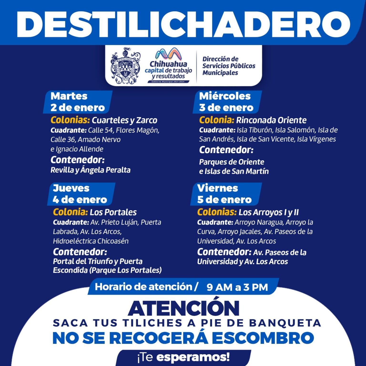 INICIARÁ PROGRAMA DESTILICHADERO CON VISITA A SEIS COLONIAS EN LA PRIMERA SEMANA DEL 2024