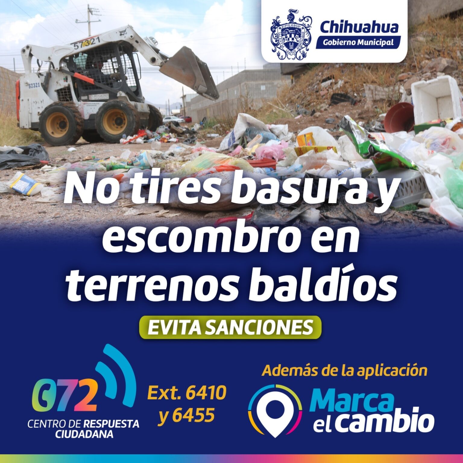 EVITA SANCIONES, NO DEPOSITES BASURA O ESCOMBRO EN VIVIENDAS ABANDONADAS Y TERRENOS BALDÍOS