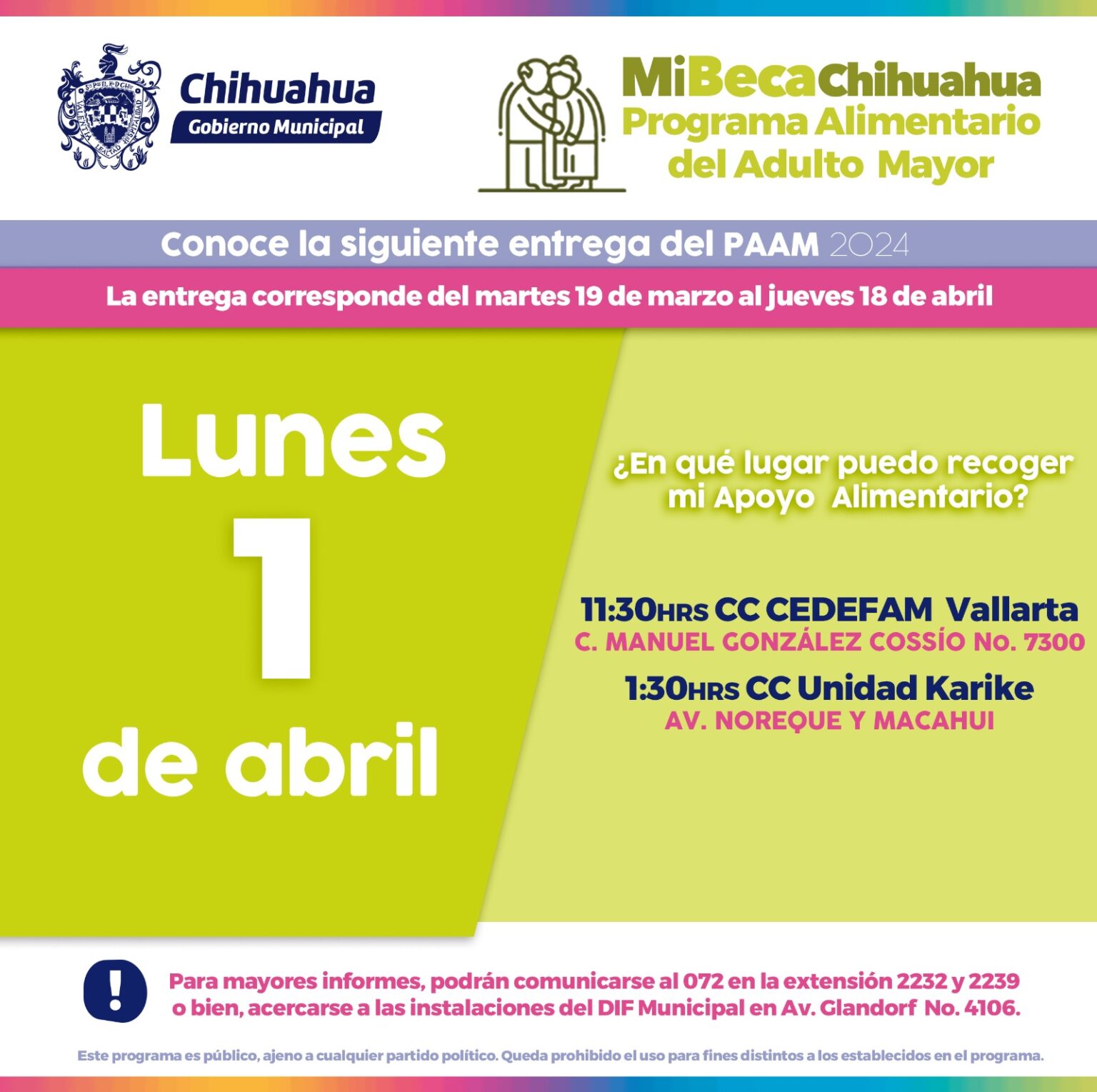 ESTE LUNES 1 DE ABRIL ACUDE POR TU PAQUETE PAAM