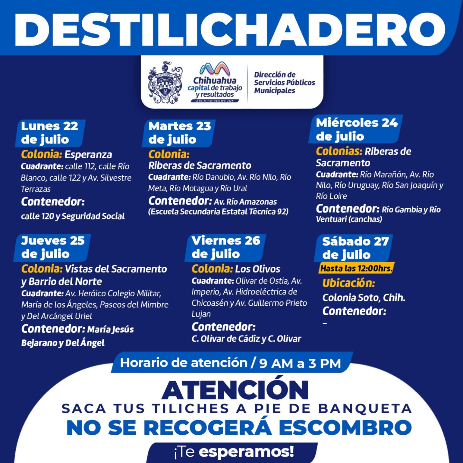 CONOCE LAS COLONIAS QUE VISITARÁ EL DESTILICHADERO ESTA SEMANA