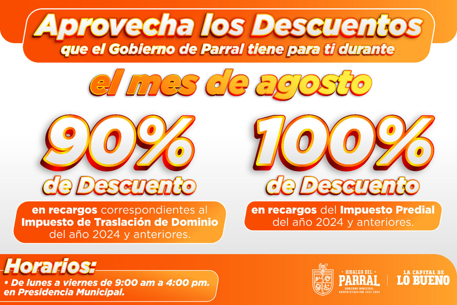 DESCUENTOS EN RECARGOS DE IMPUESTOS DEL PREDIAL Y TRASLACIÓN DE DOMINIO EN PARRAL