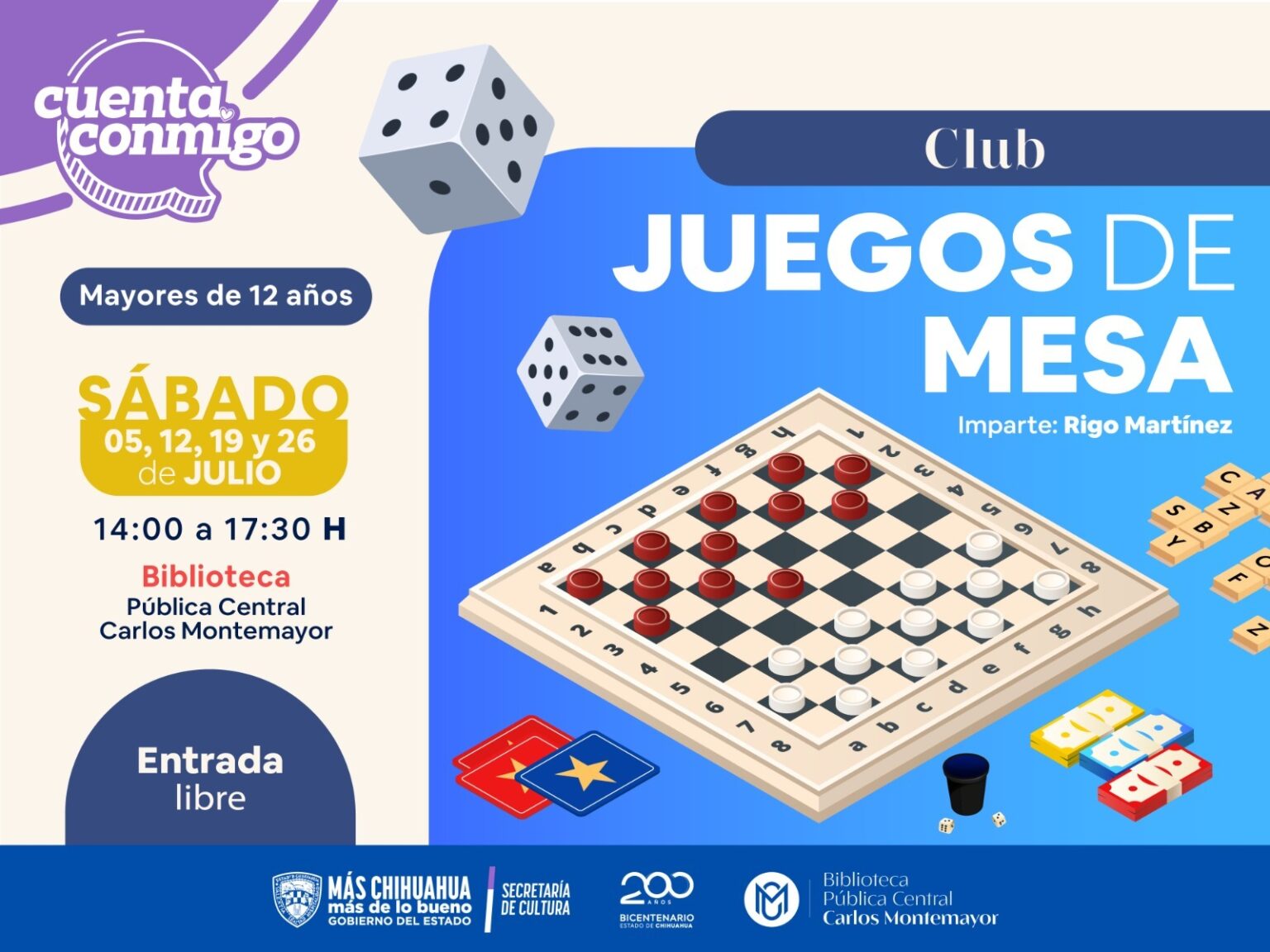 Invita Biblioteca Pública “Carlos Montemayor” a participar en sus talleres del mes de julio