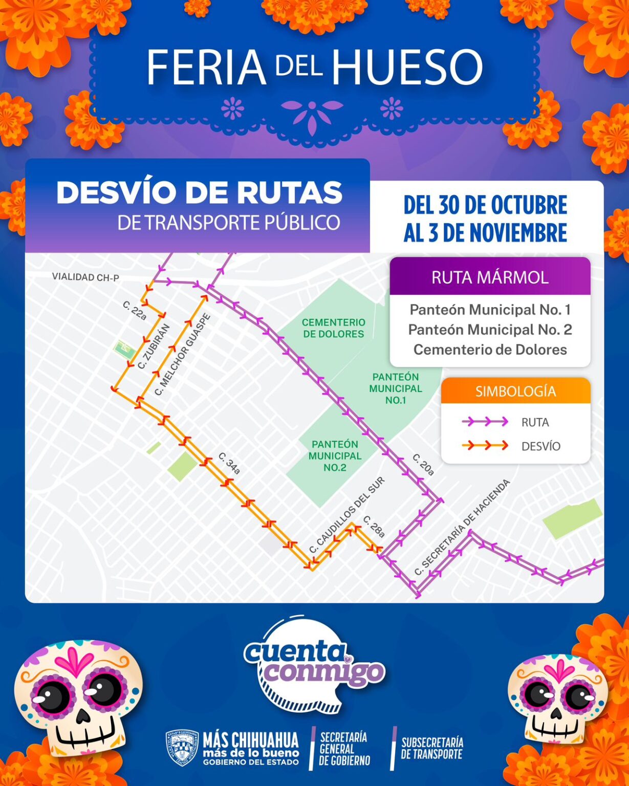 Anuncia Subsecretaría de Transporte modificaciones en rutas de autobús por Feria del Hueso 2025