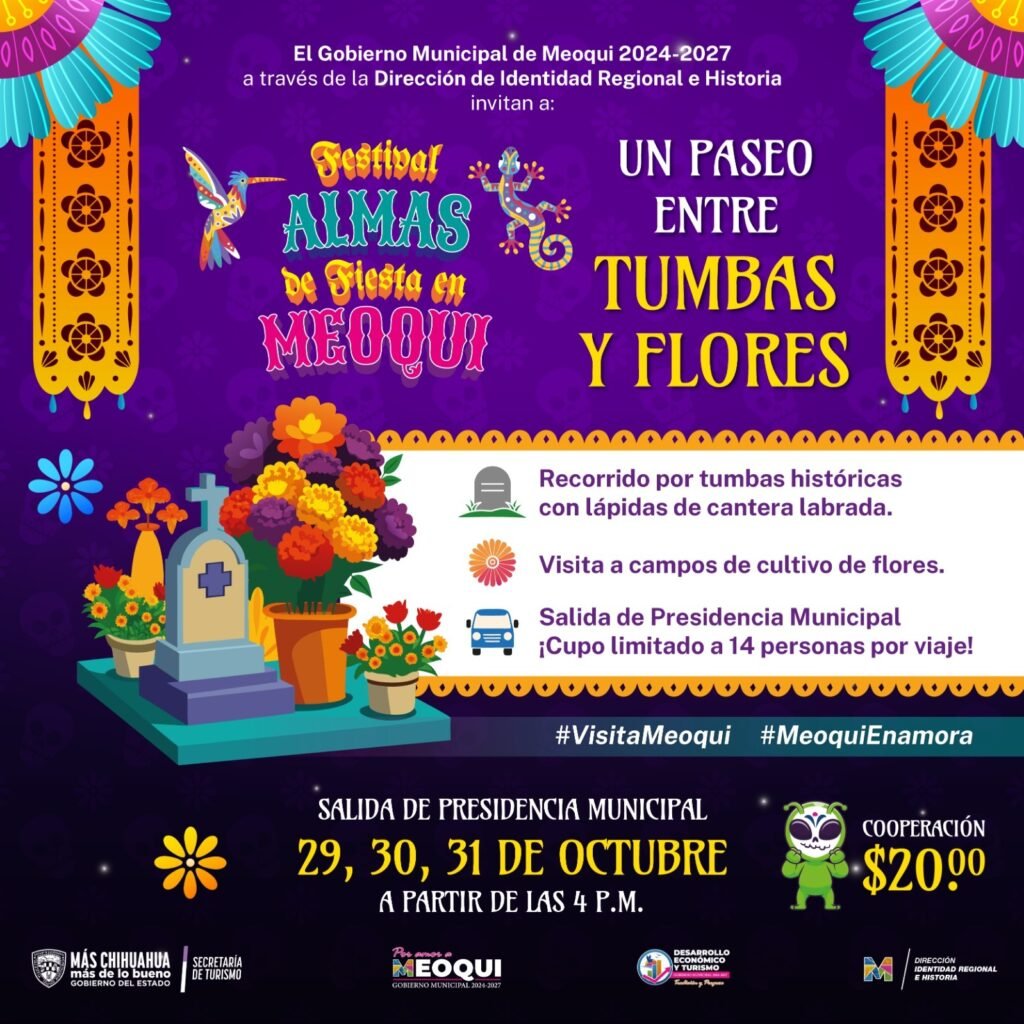 Invitan en Meoqui al paseo “Entre Tumbas y Flores” del 29 al 31 de octubre