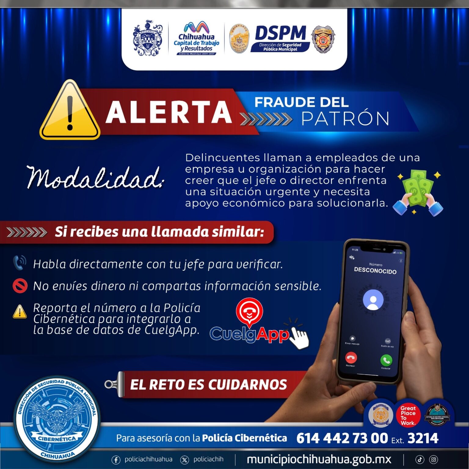 Alerta Policía Cibernética de la DSPM sobre fraudes y estafas por llamadas