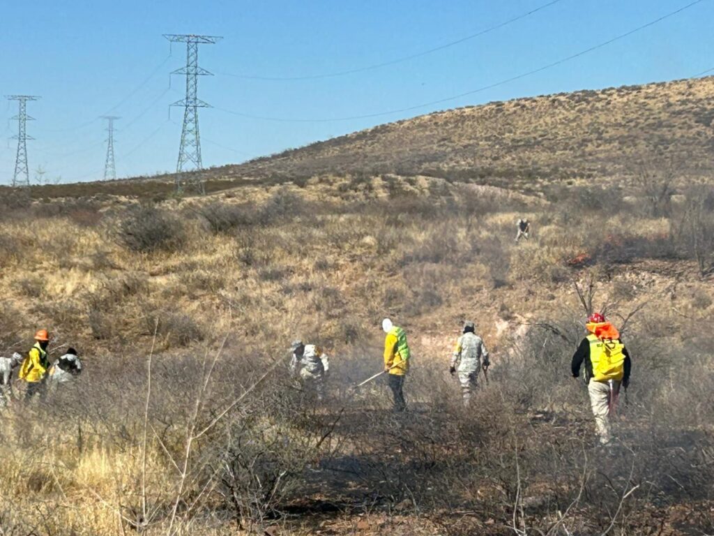 Controlan Gobierno Municipal, Estado y Guardia Nacional incendio de pastizal en El Fresno