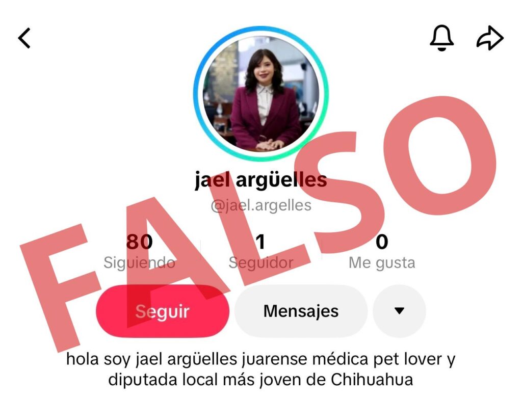 Alertan sobre TikTok falso que suplanta identidad de la diputada Jael Argüelles