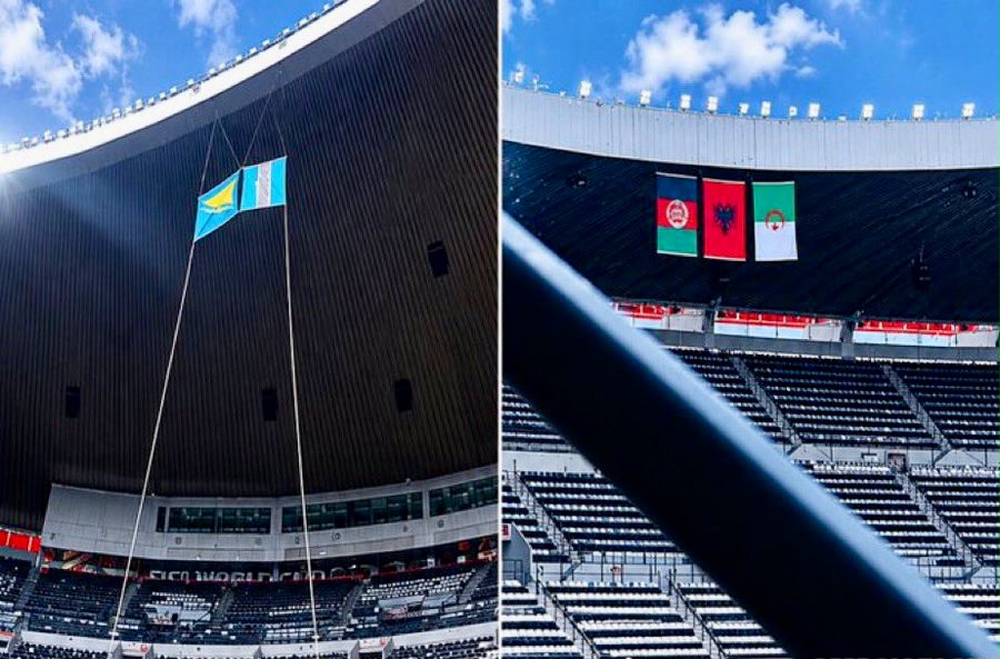 El Azteca revive una tradición mundialista; comienza colocación de banderas de la FIFA