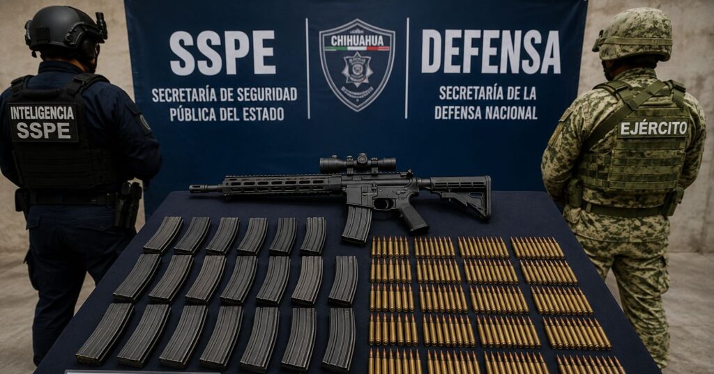 Operativo en Coyame: decomisan fusil y más de mil cartuchos
