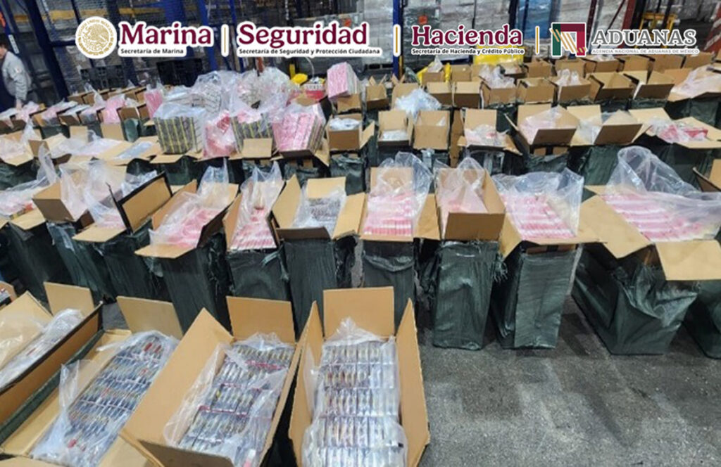 Decomisa Secretaría de Marina más de 156 toneladas de mercancías ilícitas en el aeropuerto internacional de la CDMX