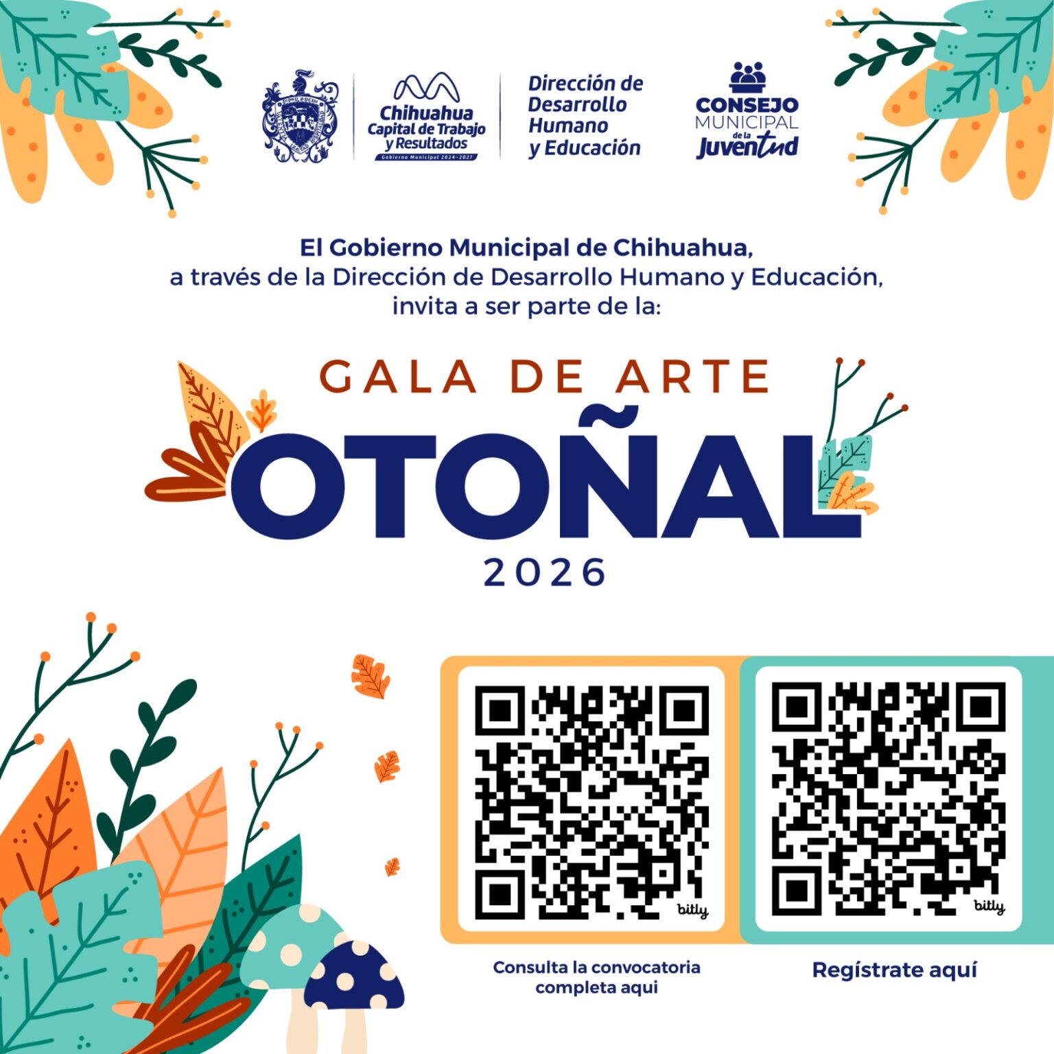 Invita Consejo Municipal de la Juventud a participar en la Gala de Arte Otoñal 2026