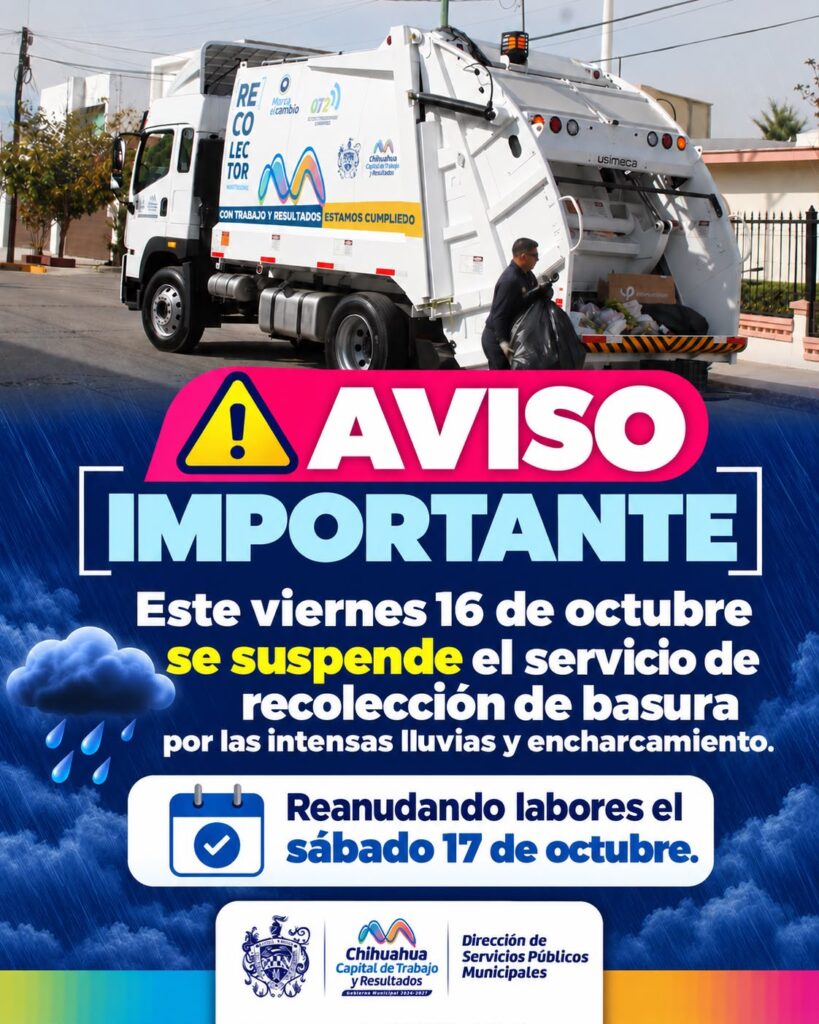 Servicio de recolección de basura se suspende debido a temporal lluvioso